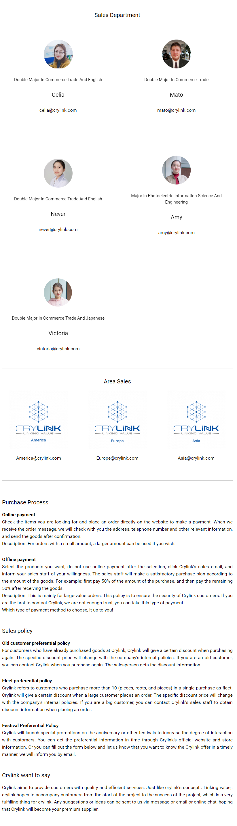 Sales Support-piezoelectric Crylink